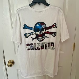 NWOT Men’s White Patriotic Skull Calcutta T-Shirt Size Large